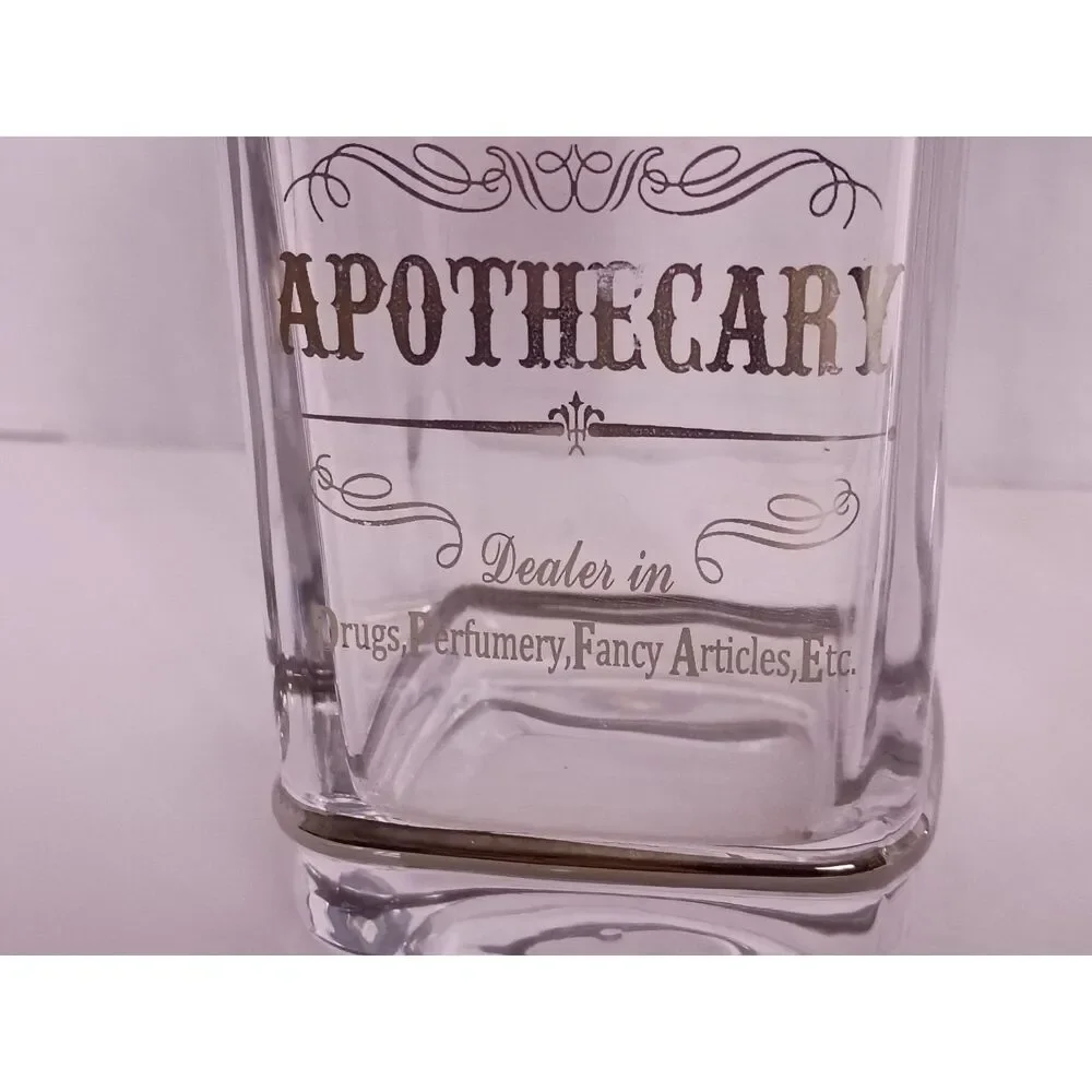 Bella Lux Apothecary Collection Vtg Apothecary Label Vanity Tumbler Brush holder